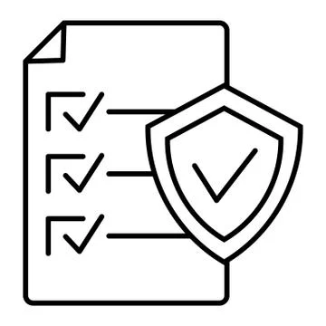 Document approve thin line icon. Checklist with shield vector illustration 스톡 일러스트