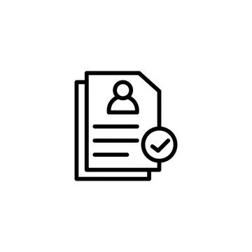 Document with approved personal profile showing acceptance and valid inform.. Illustrazione stock