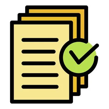 Document approved request icon color outline vector Stock Illustration