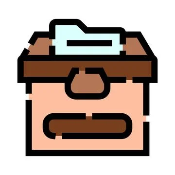 Document archive box storing business files icon 库存插图