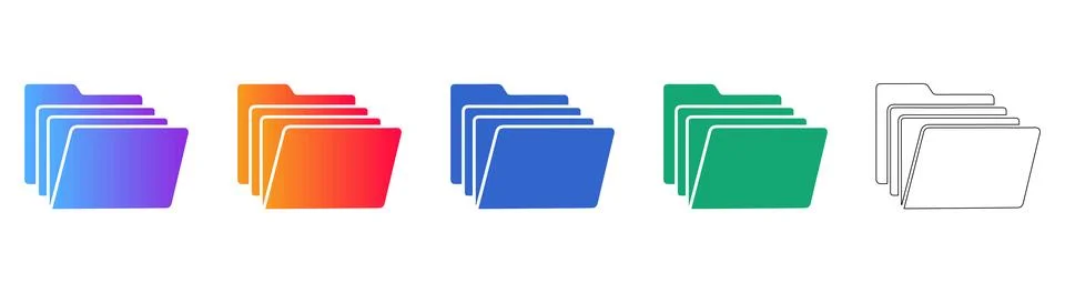 Document Archive Folder System Icons 스톡 일러스트