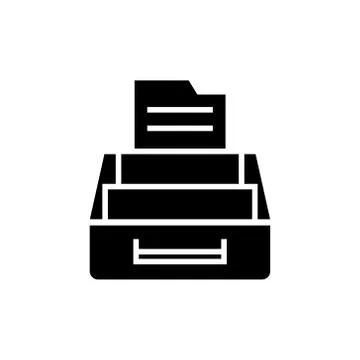 Document archive icon, vector illustration, black sign on isolated background Illustrazione stock