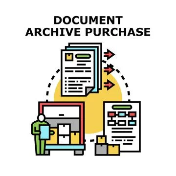 Document archive purchase process for business solutions Stock Illustration