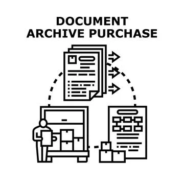 Document archive purchase process for business solutions Stock Illustration