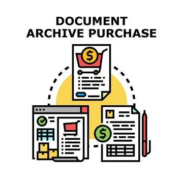 Document archive purchase process concept illustration Stock Illustration