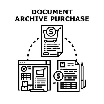 Document archive purchase process concept illustration Stock Illustration