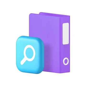 Document archive research file folder examining analysis 3d icon realistic ve Stock Illustration