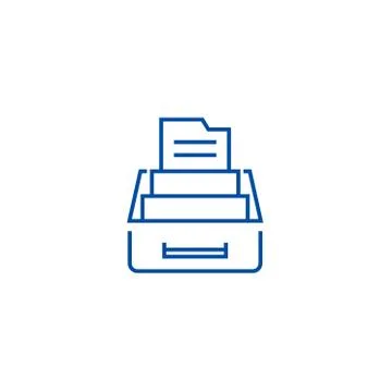 Document archive,box with files line icon concept. Document archive,box with Stock Illustration