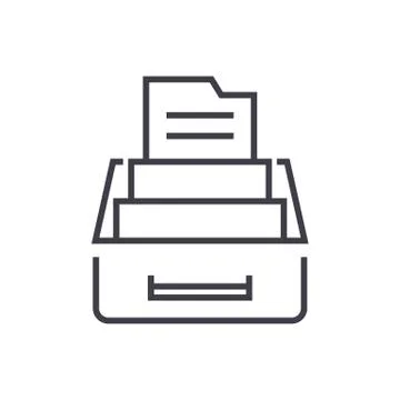 Document archive,box with files vector line icon, sign, illustration on white 스톡 일러스트