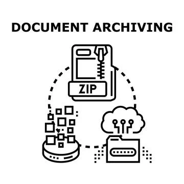 Document archiving process for digital data management Stock Illustration