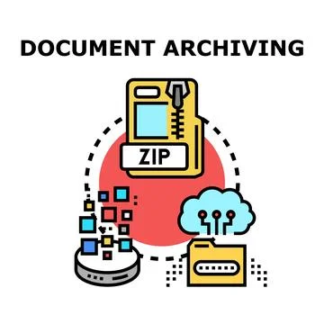 Document archiving process for digital data management Stock Illustration
