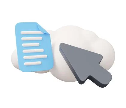 Document arrow cloud 3d illustration. Minimal 3d render illustration isolat.. Stock Illustration