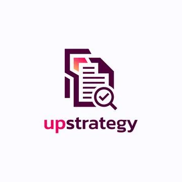 Document arrow logo design vector. Progress strategy research symbol template Stock Illustration