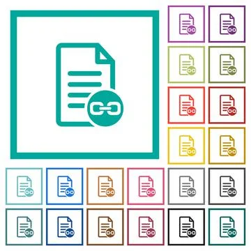 Document attachment flat color icons with quadrant frames イラスト素材