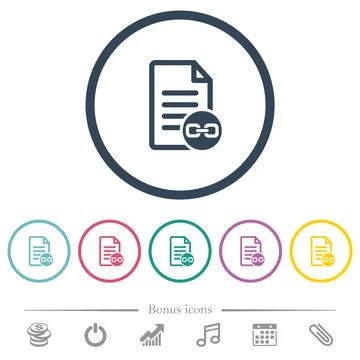 Document attachment flat color icons in round outlines Illustrazione stock