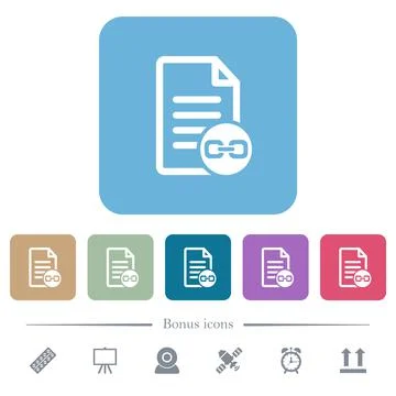 Document attachment flat icons on color rounded square backgrounds Stock Illustration