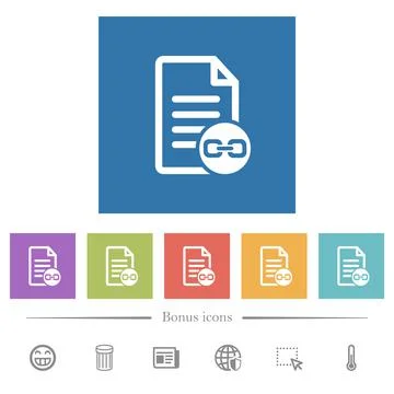 Document attachment flat white icons in square backgrounds Stock Illustration