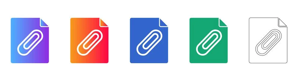 Document Attachment Icons Set Stock Illustration