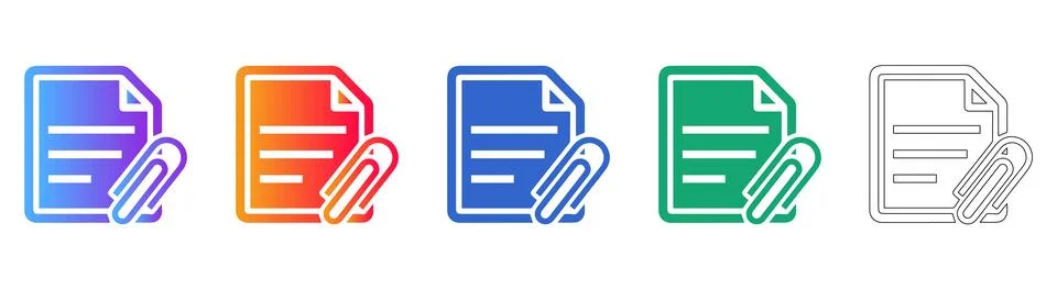 Document Attachment Icons Set Stock Illustration