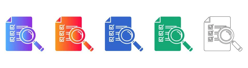 Document Audit and Research Checklist Icons Stock Illustration