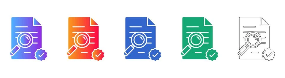Document Audit and Verification Icons Stock Illustration