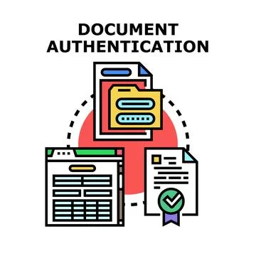 Document authentication process for digital data verification 库存插图