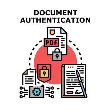 Document authentication process securing digital paper signing Stock Illustration