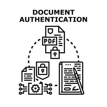 Document authentication process securing digital paper signing Stock Illustration