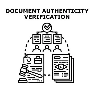 Document authenticity verification process concept icon Stock Illustration