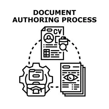 Document authoring process creating business administration materials Stock Illustration