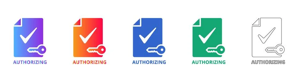 Document Authorization Icon Set イラスト素材