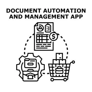 Document automation management app business process and workflow Illustration