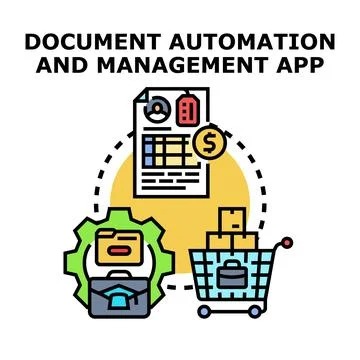 Document automation management app business process and workflow Stockillustratie