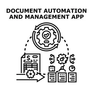 Document automation software digitizing administrative process workflow Stock Illustration