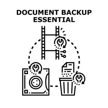 Document backup essential for data information recovery Stock Illustration
