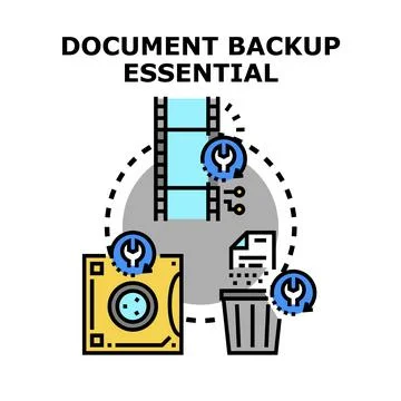 Document backup essential for data information recovery Stock Illustration