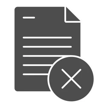Document ban solid icon. Paper failure vector illustration isolated on white 스톡 일러스트