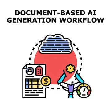 Document based ai generation workflow concept illustration イラスト素材