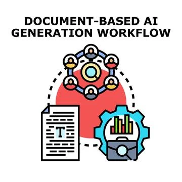 Document based artificial intelligence generation workflow concept イラスト素材