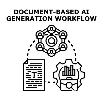 Document based artificial intelligence generation workflow concept Stock Illustration