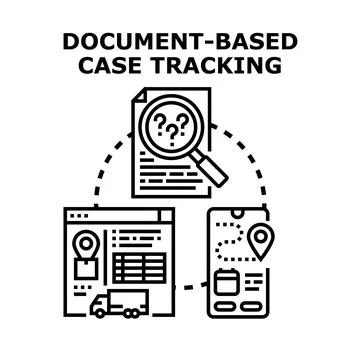 Document based case tracking and data management concept Illustrazione stock