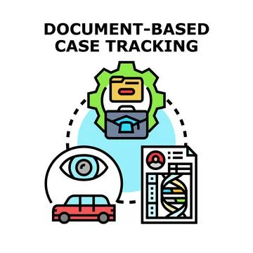 Document based case tracking system process vector Stock Illustration