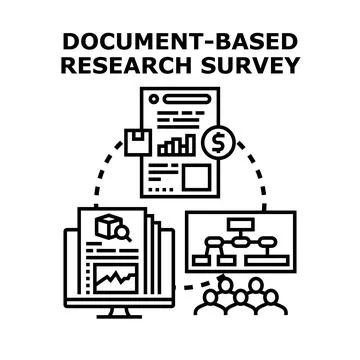 Document based research survey concept presenting data analysis Stock Illustration