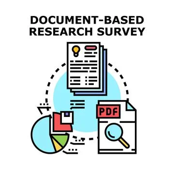 Document based research survey study and analysis process Stock Illustration