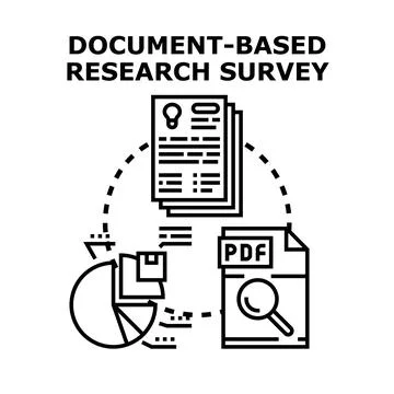 Document based research survey study and analysis process Stock Illustration