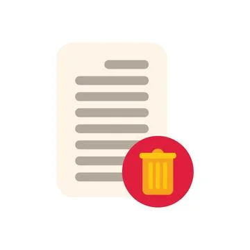 Document being deleted with trash can icon Stock Illustration