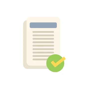 Document being marked with a check mark icon in a circle Stockillustratie