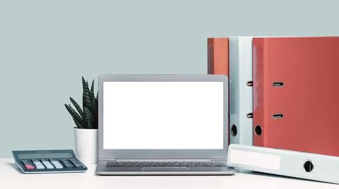 Document binder or lever arch file on a shelf or desk banner Stock Photos