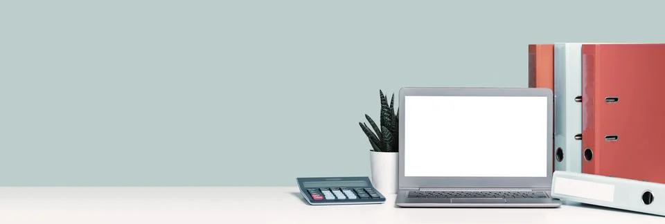 Document binder or lever arch file on a shelf or desk banner Stock Photos