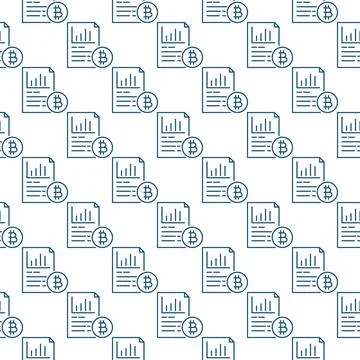 Document with Bitcoin vector Cryptocurrency seamless pattern in outline style Stock Illustration